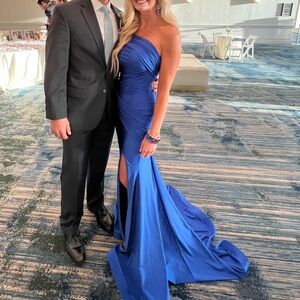 Jessica Angel Style 548 - Blue One Shoulder Ruffled Elegant Dress